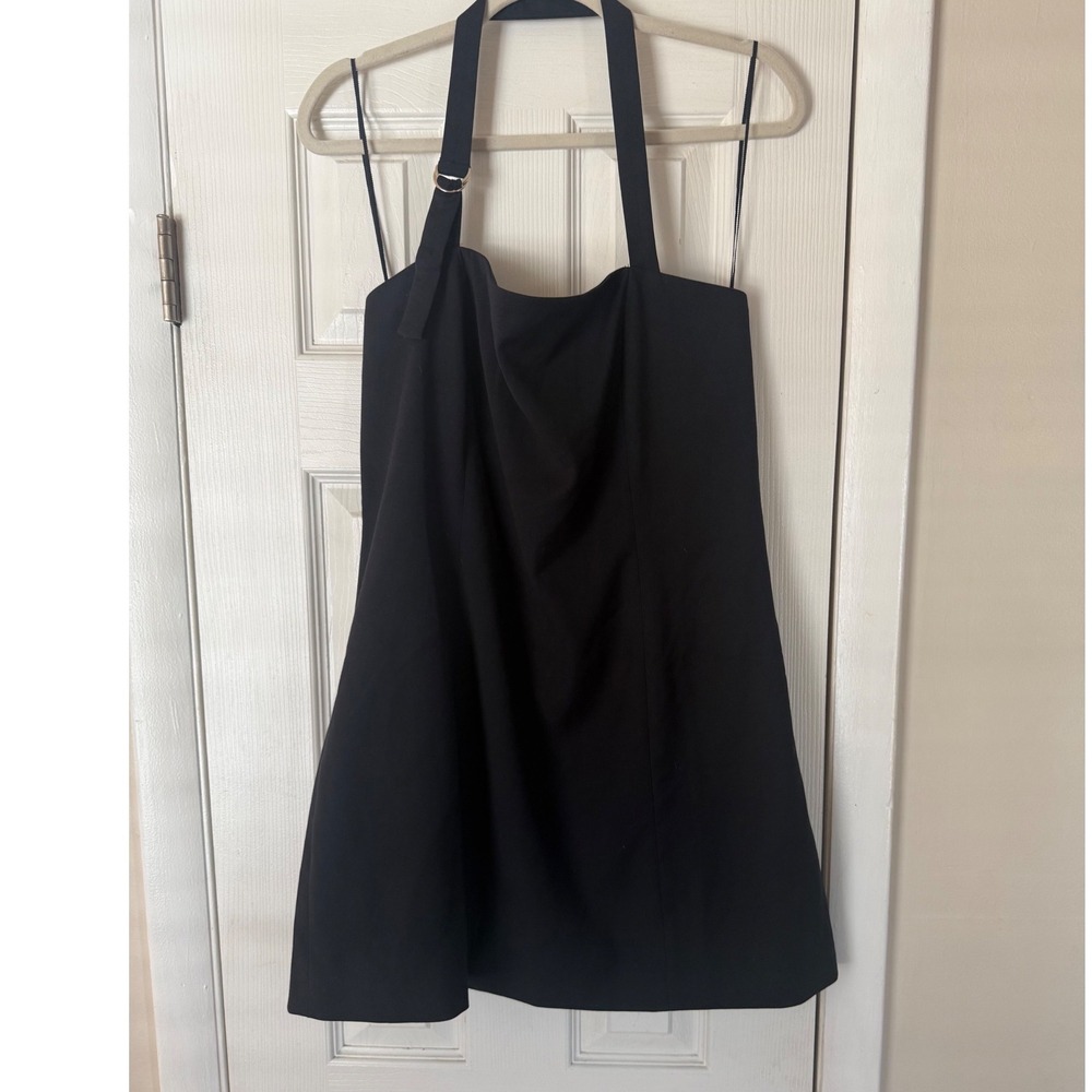 Abercrombie & Fitch Black Halter Mini Dress  Buckle‎ Large NWT 159-374-00497 - Picture 3 of 9